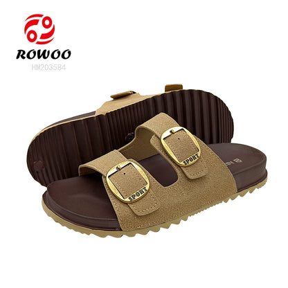 Custom Logo Women's Mules Sandals Double Buckle Cork Men Sandals