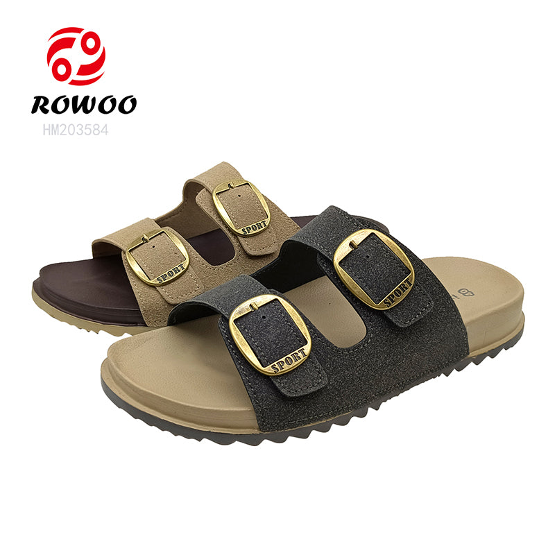 Custom Logo Women's Mules Sandals Double Buckle Cork Men Sandals