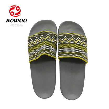 Men's Knitted Textured Slippers EVA Indoor/Outdoor Summer Winter Spring Sandals with round Toe Light Weight Anti-Slip Features