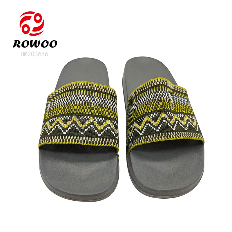 Men's Knitted Textured Slippers EVA Indoor/Outdoor Summer Winter Spring Sandals with round Toe Light Weight Anti-Slip Features