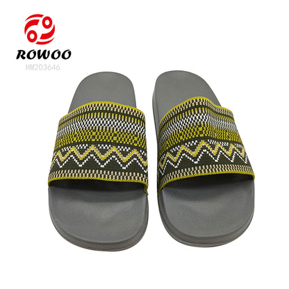 Men's Knitted Textured Slippers EVA Indoor/Outdoor Summer Winter Spring Sandals with round Toe Light Weight Anti-Slip Features