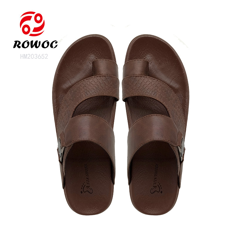 Pu Leather Men's Single Toe Sandals Soft Breathable High Quality Leather Arabian Shoes