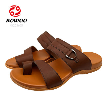 Middle East Men's Summer Outdoor Slipper Shoes Fashionable Beach Slide Leather with Anti-Slippery Feature Upper PU Shoes