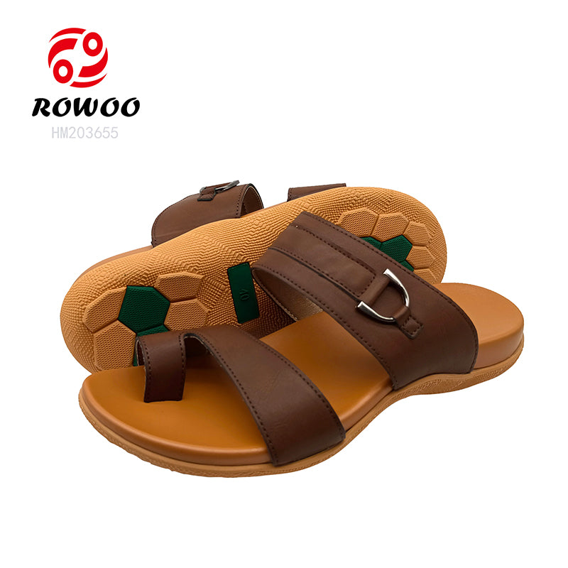Middle East Men's Summer Outdoor Slipper Shoes Fashionable Beach Slide Leather with Anti-Slippery Feature Upper PU Shoes