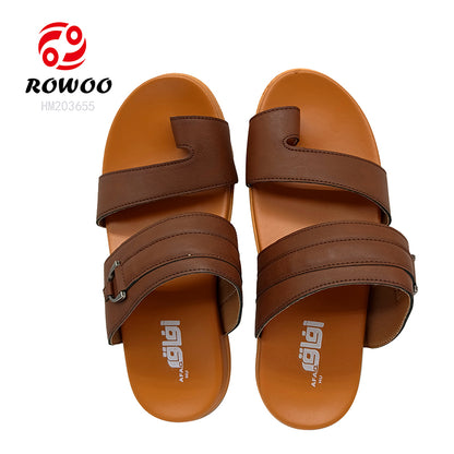 Middle East Men's Summer Outdoor Slipper Shoes Fashionable Beach Slide Leather with Anti-Slippery Feature Upper PU Shoes