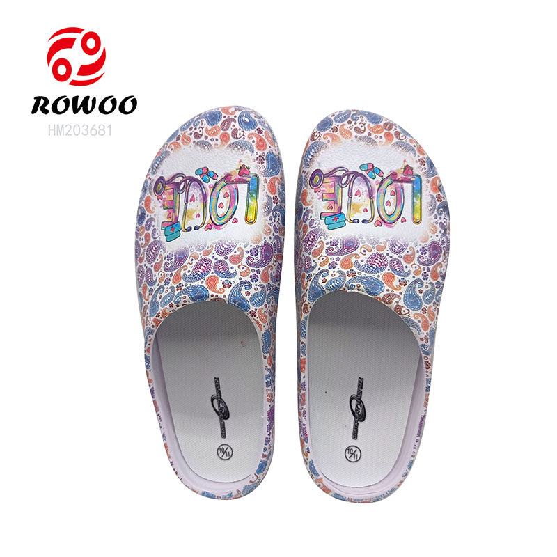 Customized Logo Printing Rubber Sole Clog Sandals Summer Beach Slip-On Shoes