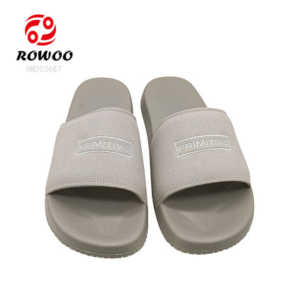 Women Custom Color Logo EVA Soft Suede Slippers Barefoot Flat Platform Sandals