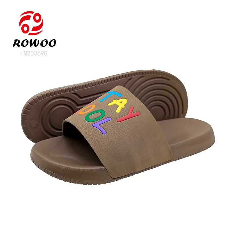 2024 Europe Popular Summer Custom Size Black Color Sandals Flat Men Colorful Slide Slippers Women Summer Beach shoes