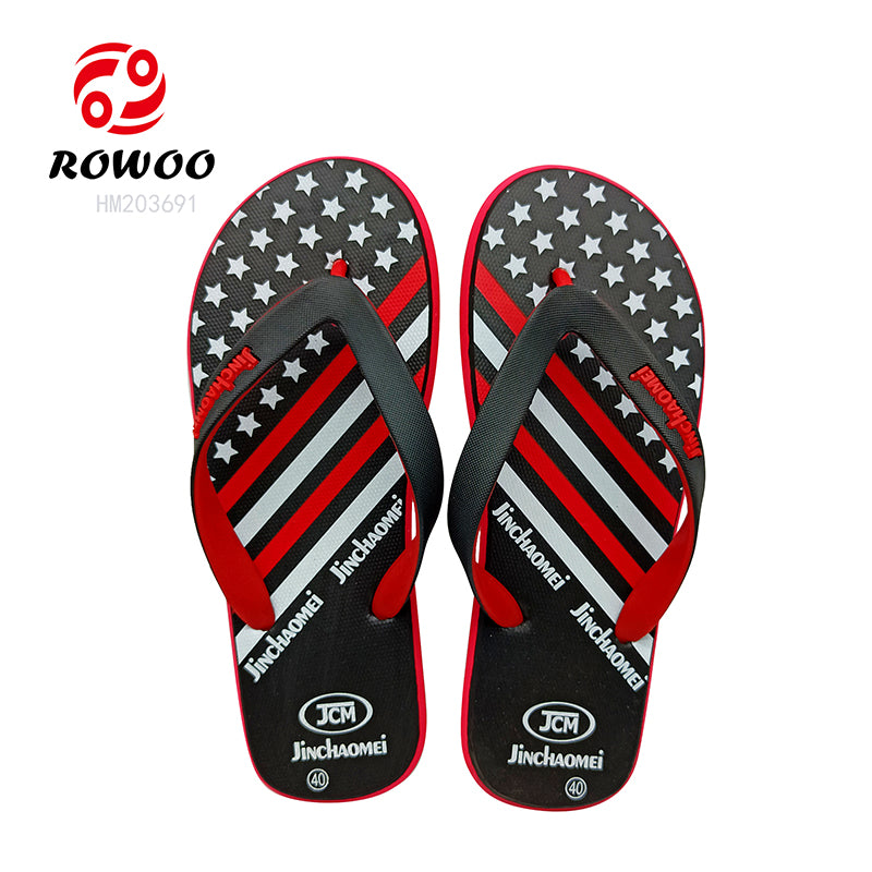 Wholesale Men's EVA Printed Deodorant Trend Custom LOGO Summer Barefoot Flip-Flops