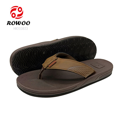 Men's EVA Casual Beach Granular Massage Summer Woven Strap Flip-flops