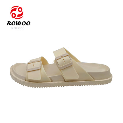 Women EVA Soft Double Strap Button Sandals Wear-resistant Trend Simple Casual Outdoor Beach Sandals