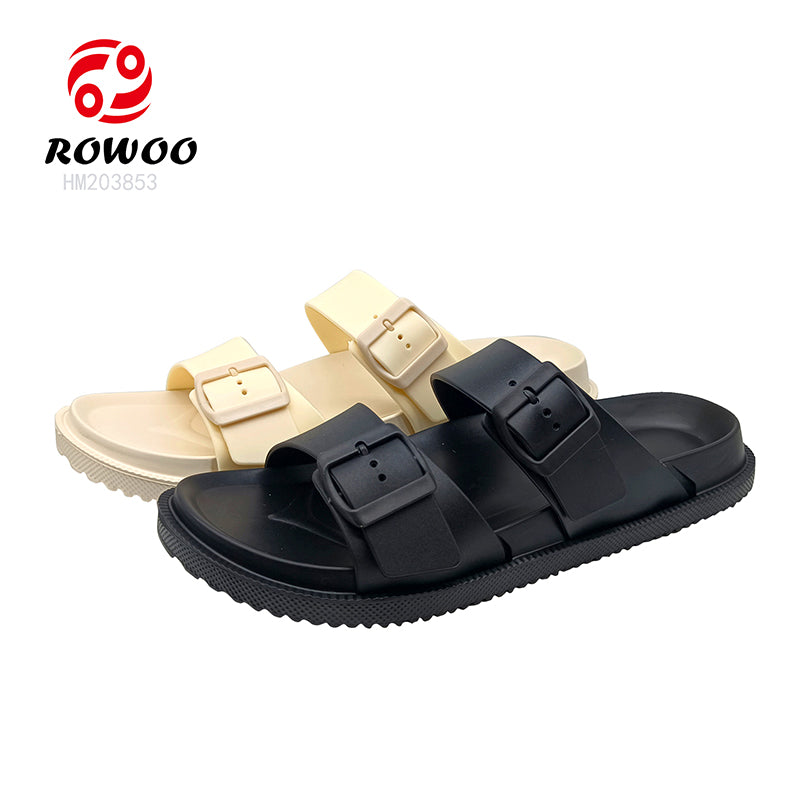 Women EVA Soft Double Strap Button Sandals Wear-resistant Trend Simple Casual Outdoor Beach Sandals