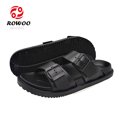 Women EVA Soft Double Strap Button Sandals Wear-resistant Trend Simple Casual Outdoor Beach Sandals