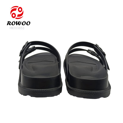 Women EVA Soft Double Strap Button Sandals Wear-resistant Trend Simple Casual Outdoor Beach Sandals