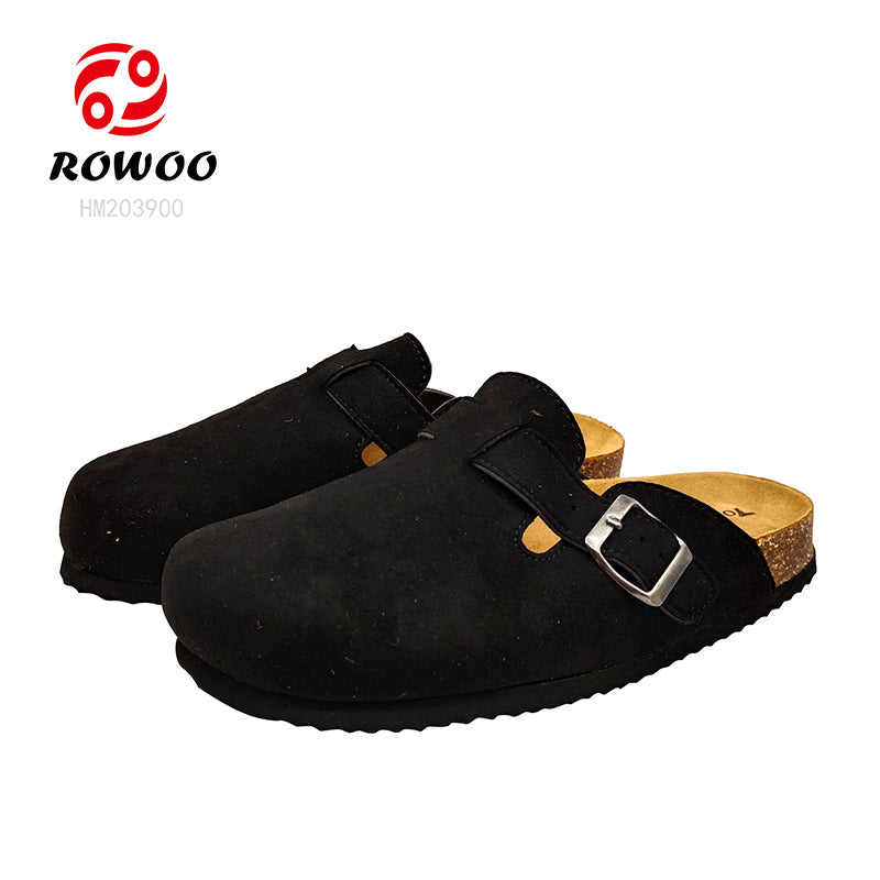 Custom LOGO OEM Men Women Winter Cork Sandals Faux Suede Mules