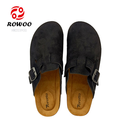 Custom LOGO OEM Men Women Winter Cork Sandals Faux Suede Mules