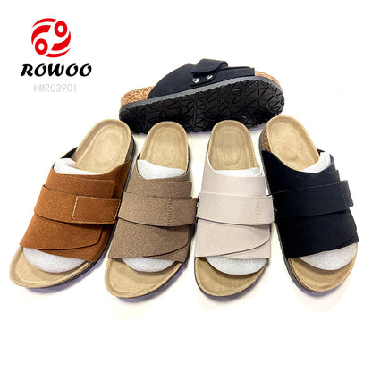 Wholesale Men Cork Sandals Cheap Price PVC Sole Suede Slipper Shoes