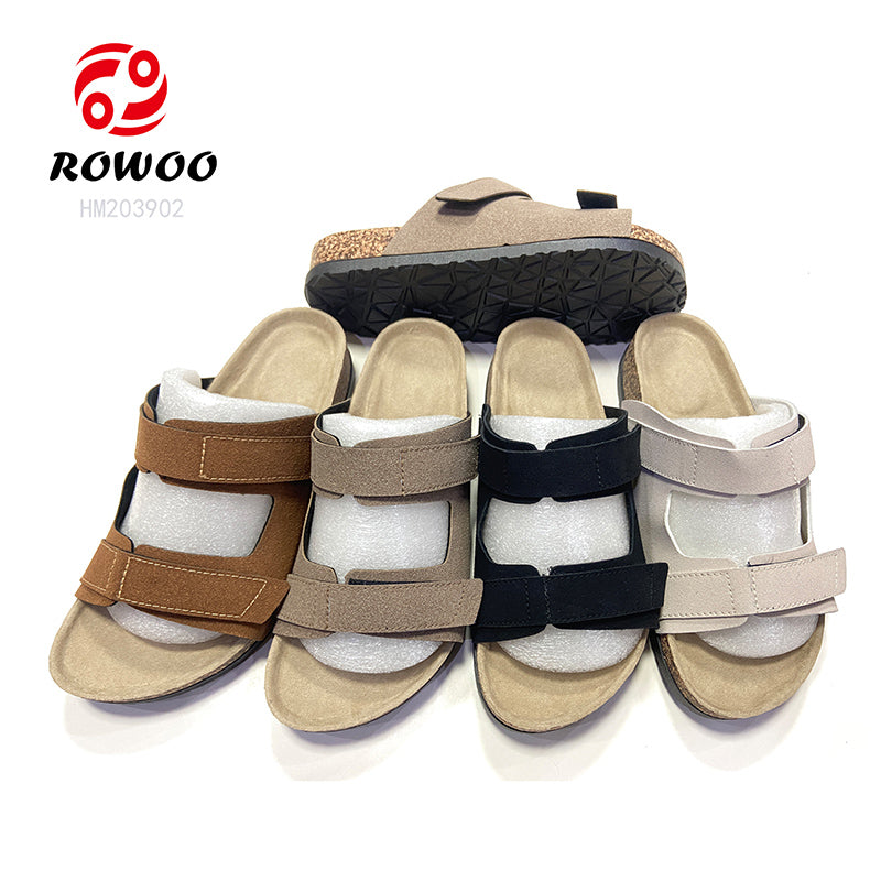 Wholesale Men Cork Sandals Cheap Price PVC Sole Suede Slipper Shoes