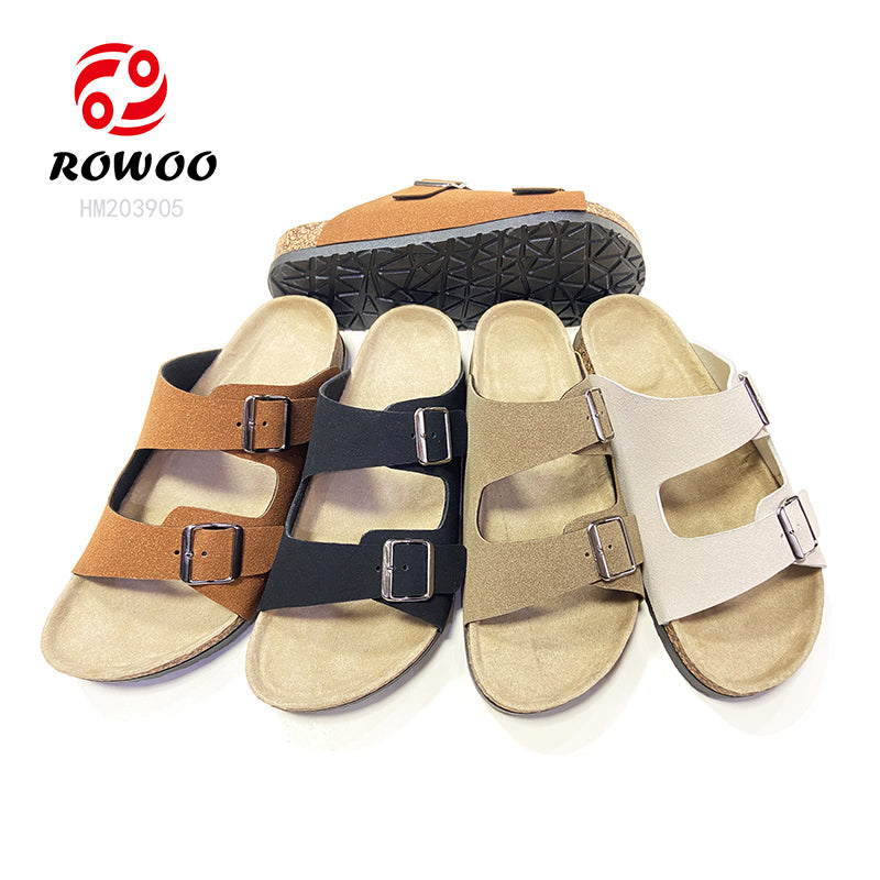 Wholesale Men Cork Sandals Cheap Price PVC Sole Suede Slipper Shoes