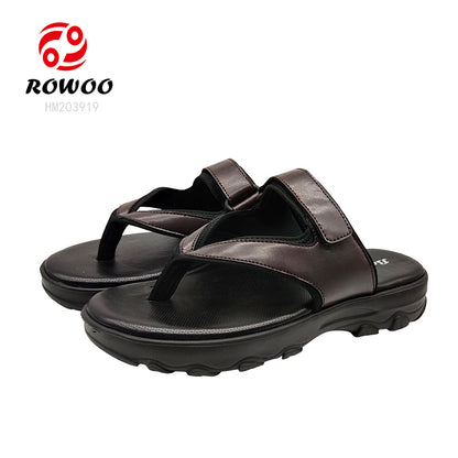 Thick Bottom Men Outdoor Sandals Leather Slipper Outdoor Sandals Thong Sandals