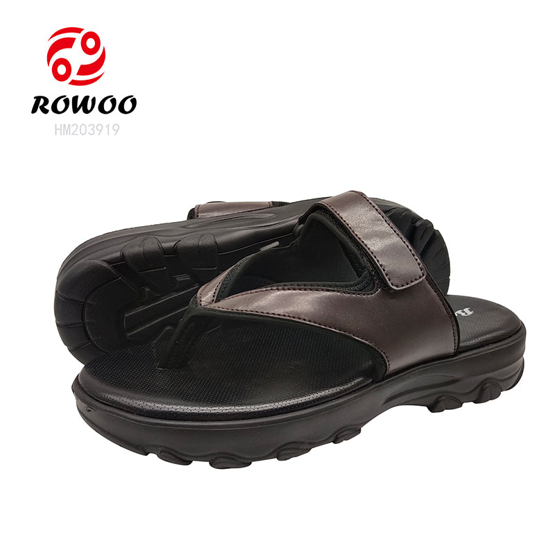 Thick Bottom Men Outdoor Sandals Leather Slipper Outdoor Sandals Thong Sandals