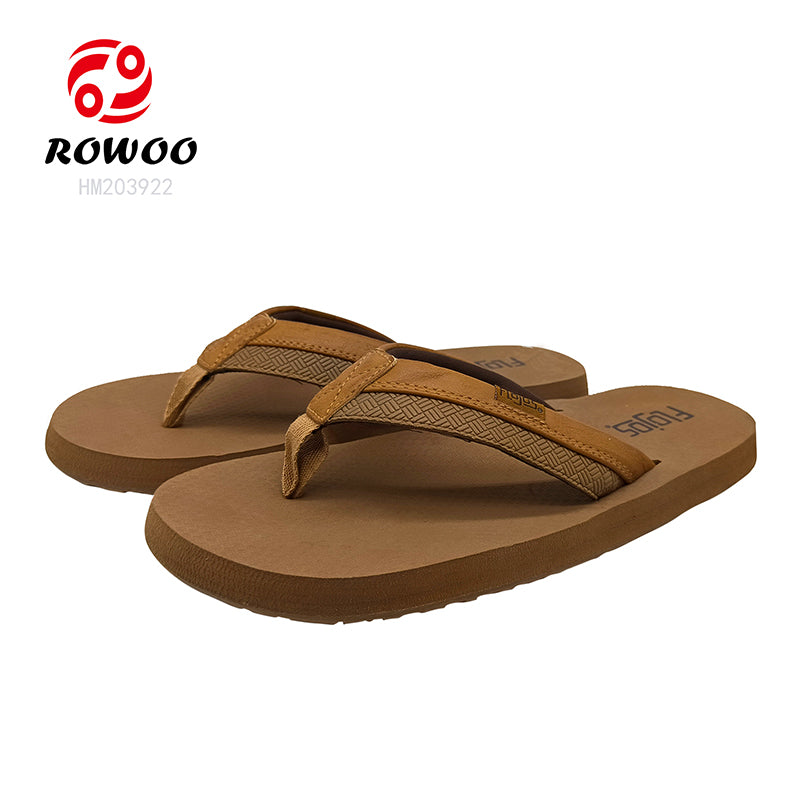 Casual Brown EVA Woven Anti-Slip Flip-Flops