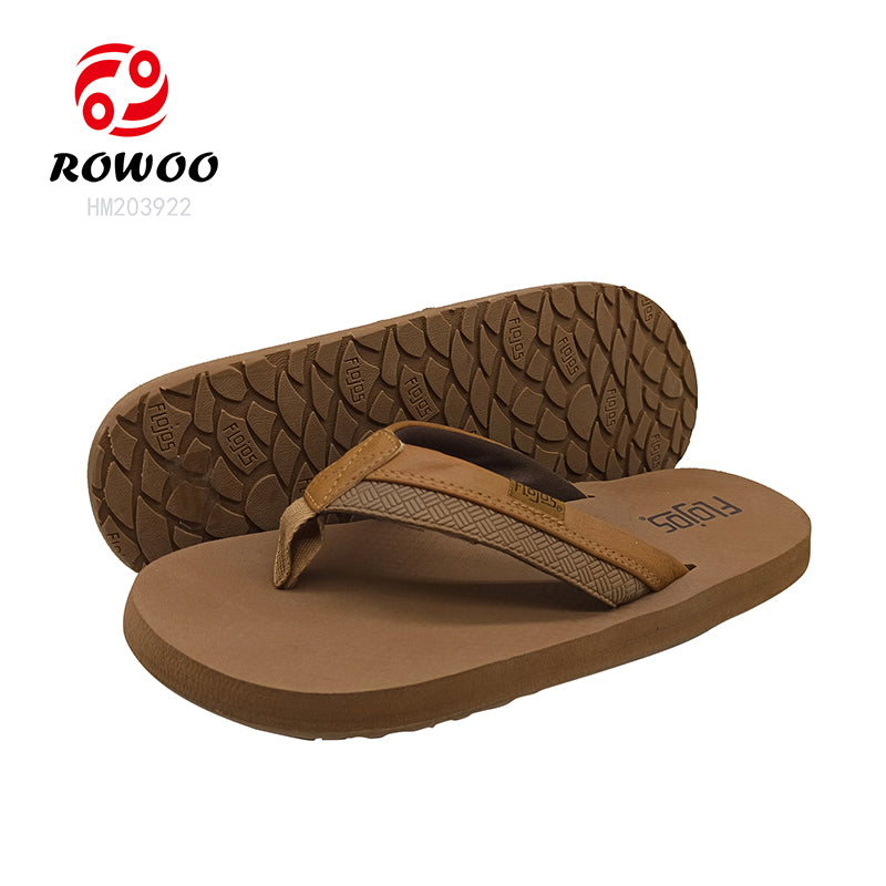 Casual Brown EVA Woven Anti-Slip Flip-Flops