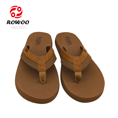 Casual Brown EVA Woven Anti-Slip Flip-Flops