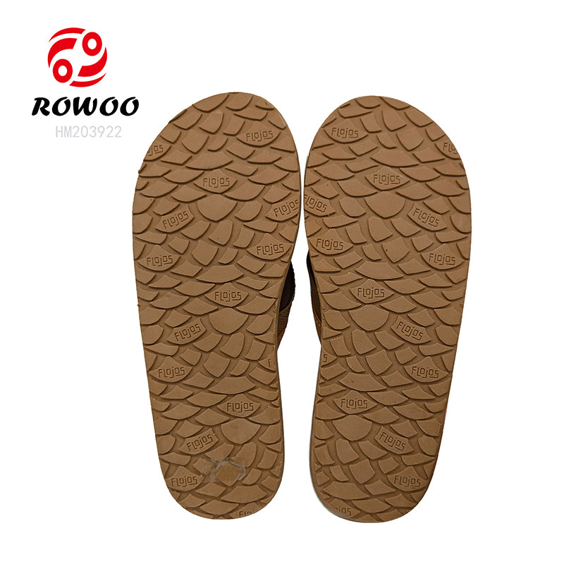 Casual Brown EVA Woven Anti-Slip Flip-Flops