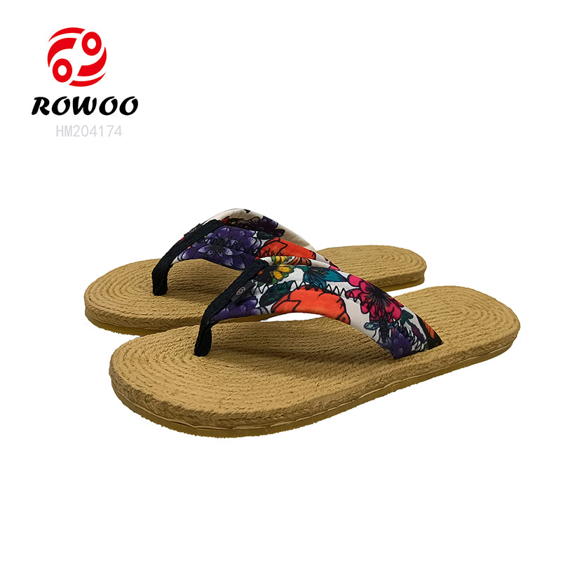 Wholesale Ladies Flip Flops Printing Straps Thong Sandals Anti-slipper Shoes