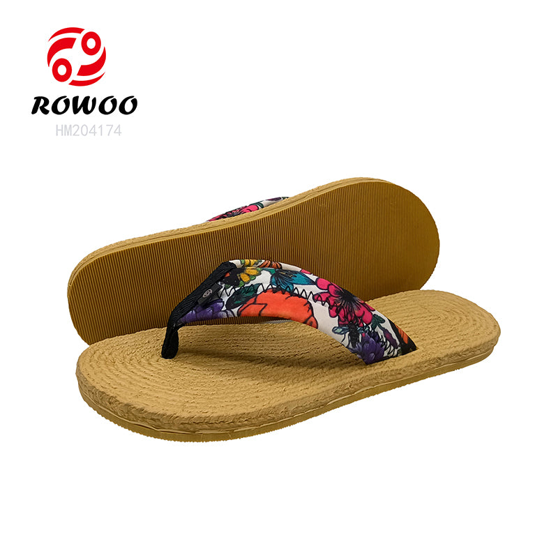 Wholesale Ladies Flip Flops Printing Straps Thong Sandals Anti-slipper Shoes