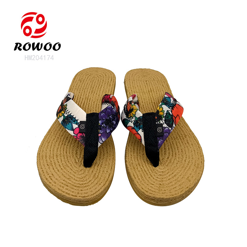 Wholesale Ladies Flip Flops Printing Straps Thong Sandals Anti-slipper Shoes