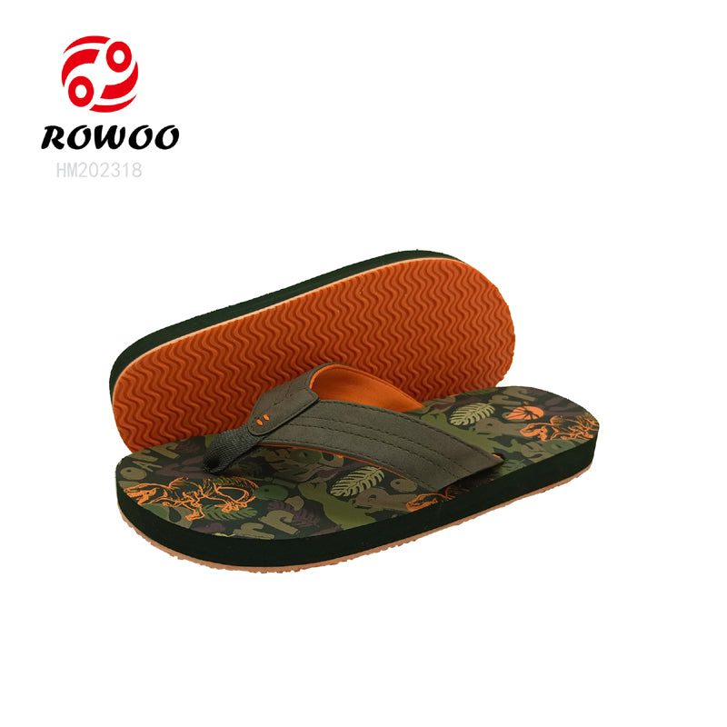 Customized color printed insole super quality fashion outdoor men flip flops