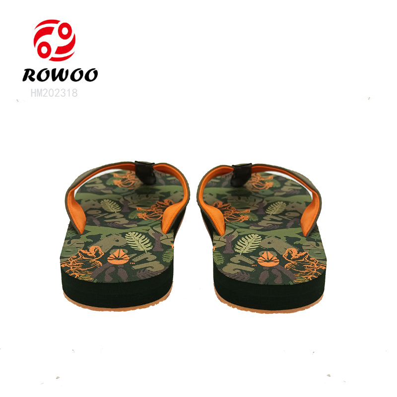 Customized color printed insole super quality fashion outdoor men flip flops